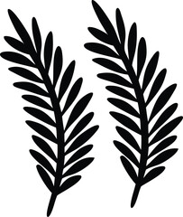 Poster - Vector black and white feather illustration set shows bird plume silhouette art
