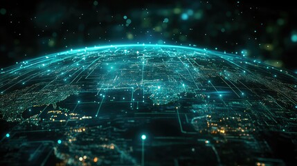 A digital illustration of a global network,
