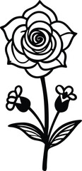 Poster - Black and white vector illustration features a vintage floral rose ornament in a seamless pattern design