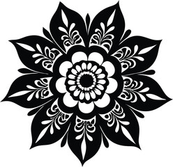 Poster - Black and white floral vector pattern design showcases nature's beauty as a seamless decorative ornament