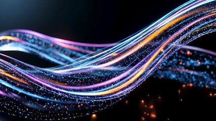 Poster - A colorful, swirling line of light and water. The colors are bright and vibrant, creating a sense of movement and energy. The image is abstract and dynamic, with the water