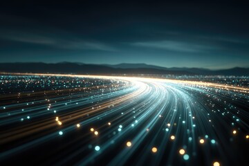 Poster - Abstract digital pathway through night