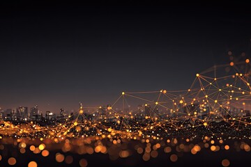 Poster - City at night, digital network