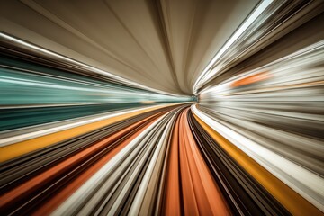 Poster - abstract motion blur of subway tunnel