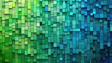 Poster - Abstract green and blue cube mosaic background.