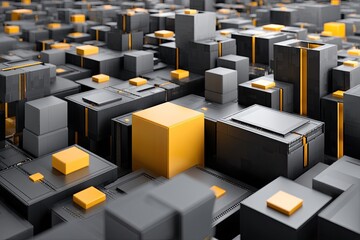 Poster - abstract geometric shapes, layered cubes, 3d design