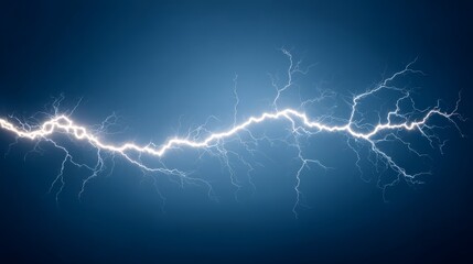 Poster - A striking blue lightning bolt effect dominates the background, featuring glowing energy and sharp edges. The right side offers ample copy space for text integration