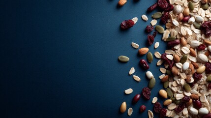 Aufkleber - Assorted legumes, seeds, and oats are beautifully arranged on a deep navy surface, emphasizing their rich textures and colors, with space for additional text or design