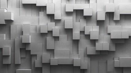 Poster - Abstract grayscale background of various sized cubes.