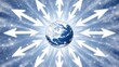 © Artajar - Global connection with directional arrows radiating around the earth creating a bright and futuristic conceptual design for international growth