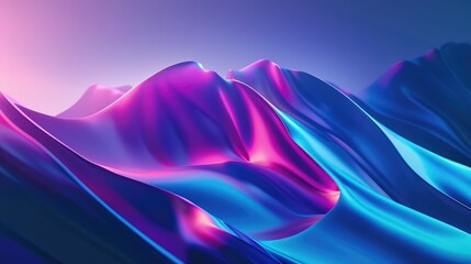 Poster - Colorful abstract waves and particles with gradient of pink and blue hues. Background art of 3D rendering artwork with blue and pink wavy pattern. Digital art for dynamic and futuristic design. AIG51.