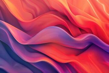 Poster - Abstract art of wave pattern in multicolored gradient. Background image of digital wave floating with colorful color at dark background. Soft flowing fabric texture. Fluid and liquid pattern. AIG51.