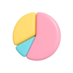 Poster - Colorful 3D pie chart icon representing business analytics and technology data on a transparent background for modern design projects
