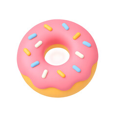 Poster - Colorful 3D donut icon with sprinkles on a transparent background for business technology applications