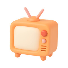 Poster - Vintage 3D television icon with a soft design on a transparent background for technology and business applications