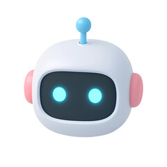 Poster - Innovative 3D robot icon representing technology advancements in business with transparency effect and a clean background view