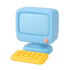Poster - Colorful 3D computer icon designed with soft shapes on a transparent background for business technology applications