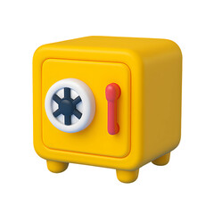 Poster - 3D yellow safe icon with a transparent background suitable for business and technology applications
