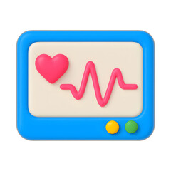 Poster - Colorful 3D heart rate monitor icon design for technology and business applications with a transparent background