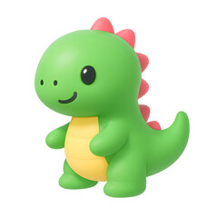 Poster - Cute green dinosaur character model designed for technology and business applications with a 3D effect on a transparent background