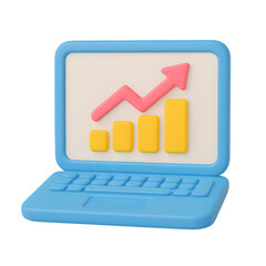 Poster - Colorful 3D icon representing business technology with growth chart on translucent background suitable for modern applications