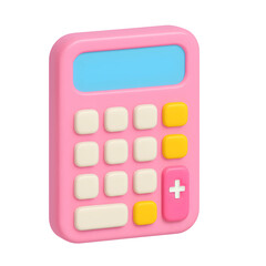 Poster - Modern pink calculator icon designed for business and technology applications featuring a transparent background ideal for digital use