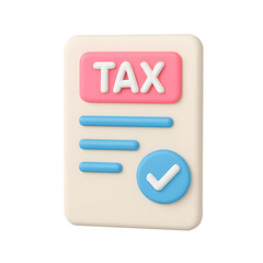 Poster - Business tax document icon in 3D design with a transparent background showcasing financial technology representations and modern aesthetics