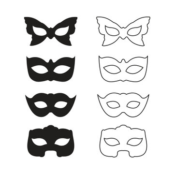 Carnival Mask Icon Set Vector Design.