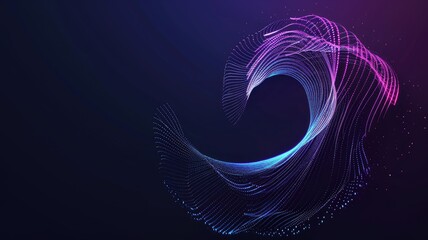 Poster - Abstract digital wave of particles in blue and pink colors. Digital art for design and print. Motion shot of glowing gradient purple and blue liquid or fluid wave with black background. AIG53.