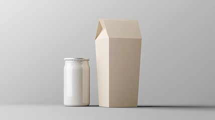 Paper milk box isolated transparent mockup for beverage packaging display and branding showcase