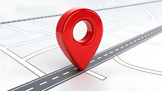 red location 3d icon marker or route gps position