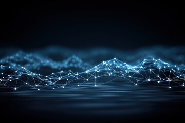 Poster - Abstract digital landscape of glowing points and lines