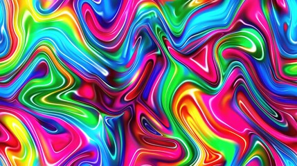 Poster - Colorful intertwined strands forming a complex pattern. Background image of multi colored with neon color wavy lines. Digital art for vibrant and abstract design. Dynamic texture concept. AIG51.