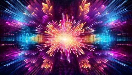 Wall Mural - abstract summer led pixel dust burst background
