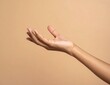 © Dexon Studios - Open Hand, Beige Background, Palm Up, Receiving, Offering, Gesture, Minimalist, Skin, Beauty, Produc