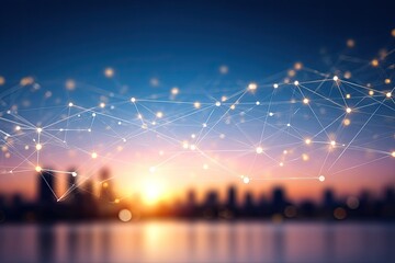 Poster - Cityscape network sunset