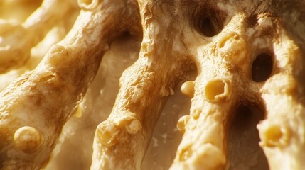 Poster - Close-up of intricate, beige organic structure with textured surface and small holes.