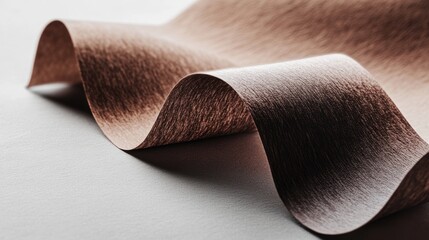 Poster - Abstract wavy brown textured paper design.