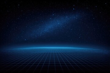 Poster - Dark, starry night over a futuristic grid