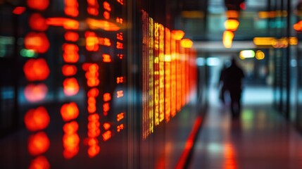 Poster - Blurred nighttime view of stock ticker showing numbers and figures.