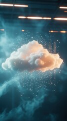 Poster - Glowing cloud data center concept.