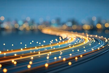 Poster - abstract cityscape with glowing lines