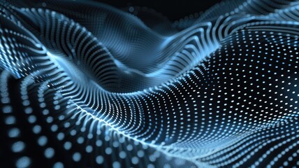 Poster - Abstract picture of neon light particle with digital technology style design connecting become dynamic of electric wave movement represent about flowing of data or structure of network system. AIG53.