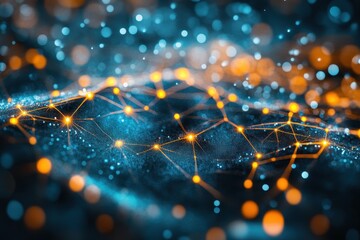 Leinwandbilder - Abstract Network Connections with Glowing Points and Light Effects