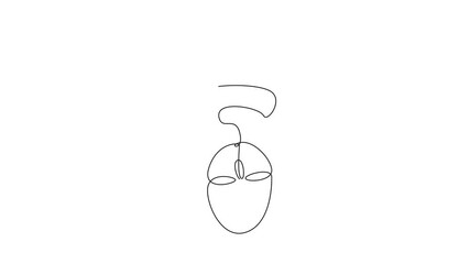 Poster - Animated self drawing of continuous line drawing a computer mouse connected to a Wi-Fi signal. The ease of wireless connectivity. Technology. Safer Internet Day. Full length single line animation