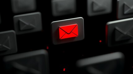 Poster - Digital Illustration of Phishing Scam Warning Showing a Highlighted Email Icon Among Many Others Representing the Concept of Online Deception