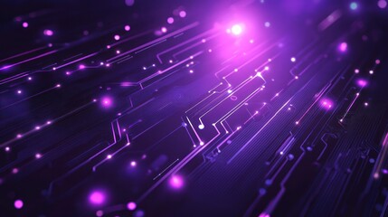 Poster - Abstract purple glowing circuit board technology background.