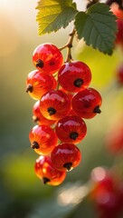 Aufkleber - A bunch of red berries hanging from a tree branch in the sunlight.