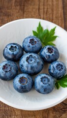 Aufkleber - Blueberries in white bowl on wooden table.