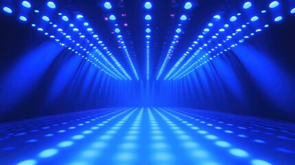 Poster - Abstract blue neon lights illuminating a dark room, creating a futuristic and energetic atmosphere.